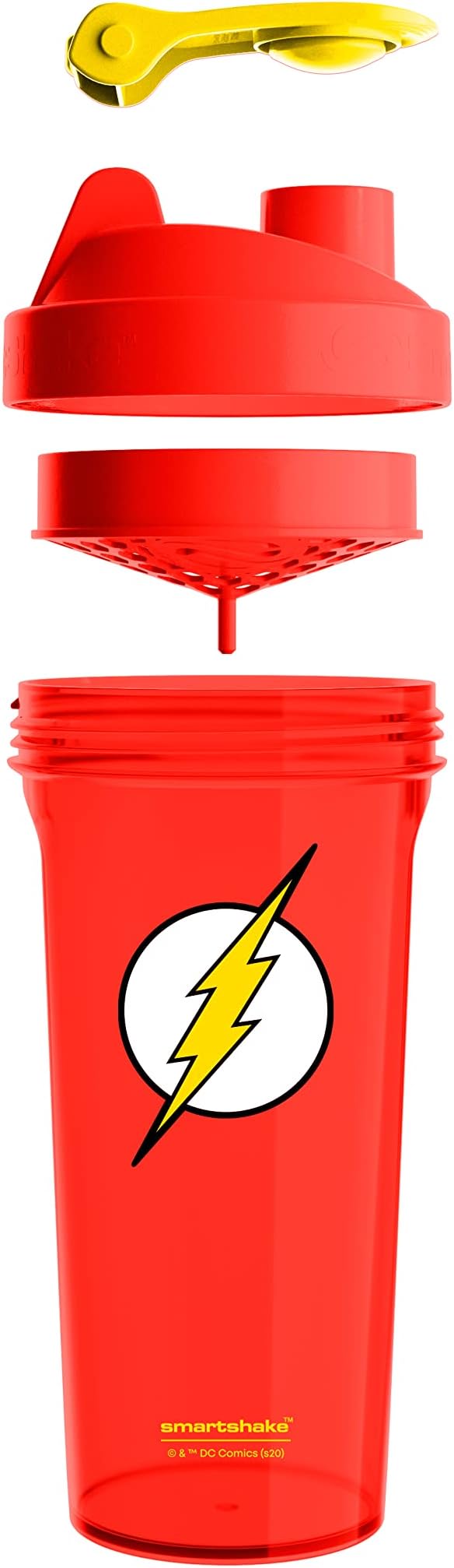 Smartshake Lite Justice League Protein Shaker Bottle 800ml – DC Comics Water Bottle, Leakproof BPA Free Gym Shaker Bottle for Protein Shakes And Protein Powder - The Flash Logo