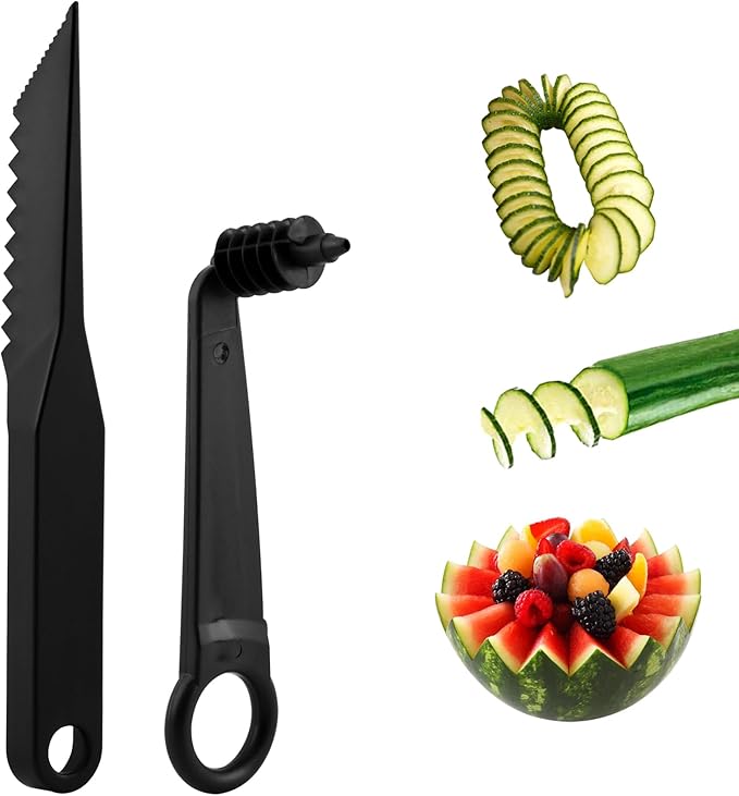 Kitchen Spiral Cutter and V-Shaped Tools, Potato Spiral Cutter Vegetable Spiralizer, Manual Screw Peelers Multifunctional Vegetable Slicer Cutters for Fruit Cucumber Potato Carrot