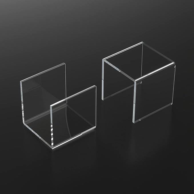 Sezanrpt Square Acrylic Shelf Risers 3pcs, Acrylic Dessert Table Display Set, Clear Acrylic Showcase Collectibles Display Shelf for Funko Pop, Cupcake, Toys, Watches, Table Decorations - 4''x5''x6''