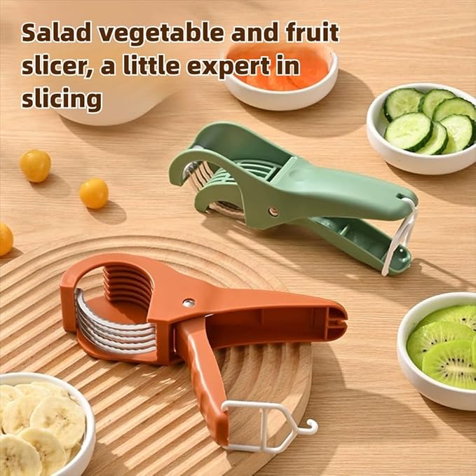 Banana Slicer Multi-Functional Banana Cutter Perfect as Grape Cutter & Strawberry Slicer, Kitchen Gadget for Fruits & Vegetables, Safe for Kids & Dishwasher Safe (Green)