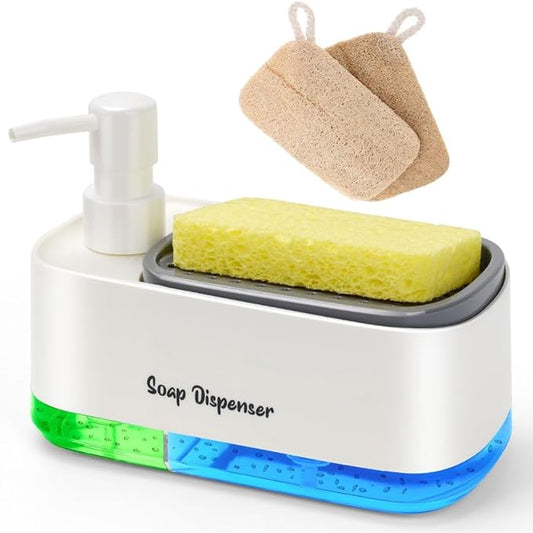 5-in-1 Kitchen Soap Dispenser Set with Sponge Holder, White