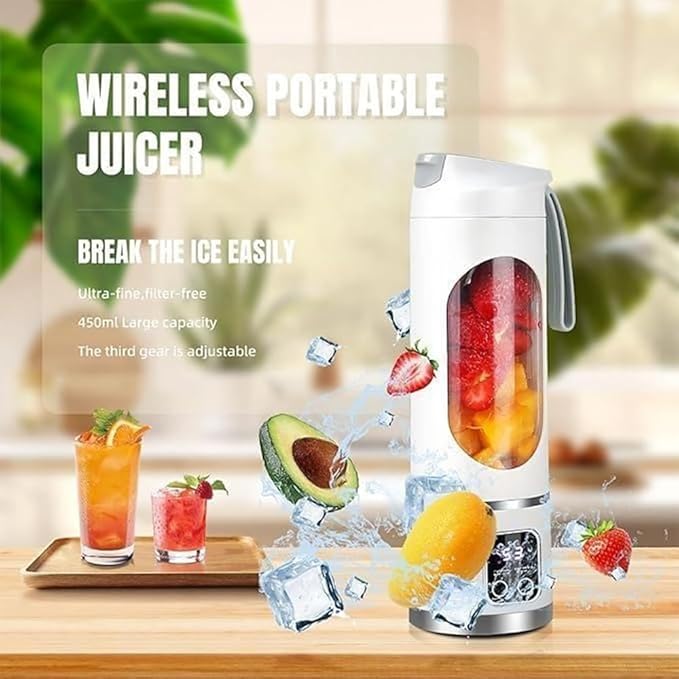 Digital Multimode Juicer Blender - Smart LED Display, Diet-Friendly，Leak Proof Design for Smoothies Liquid Diet, Shakes & Food, 12 Blades | 3-Speed 450ml Portable Blender (Purple)