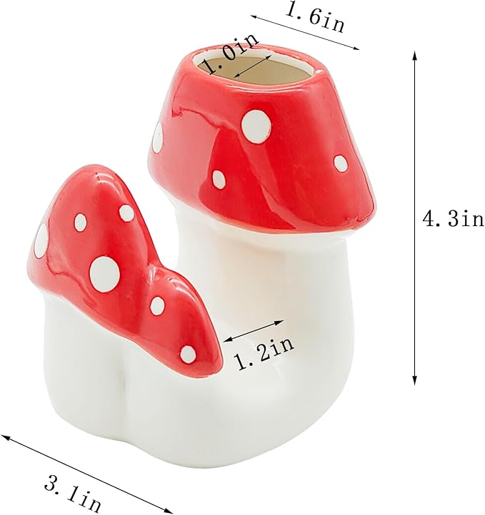 Mushroom Sponge Holder for Kitchen Sink Cute Kitchen Decor Mushroom Decor Ceramic Dish Sponge Brush Holder Kitchen Accessories Mushroom Gifts (Red)