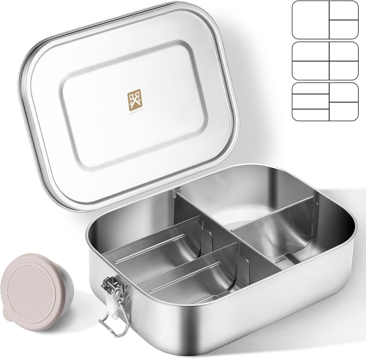 47QZ Stainless Steel Bento Box with 5 Compartments,1400ml Large & Thickened Metal Lunch Box for Kids or Adults,Eco-friendly Leak-Proof Container with Lockable Clips