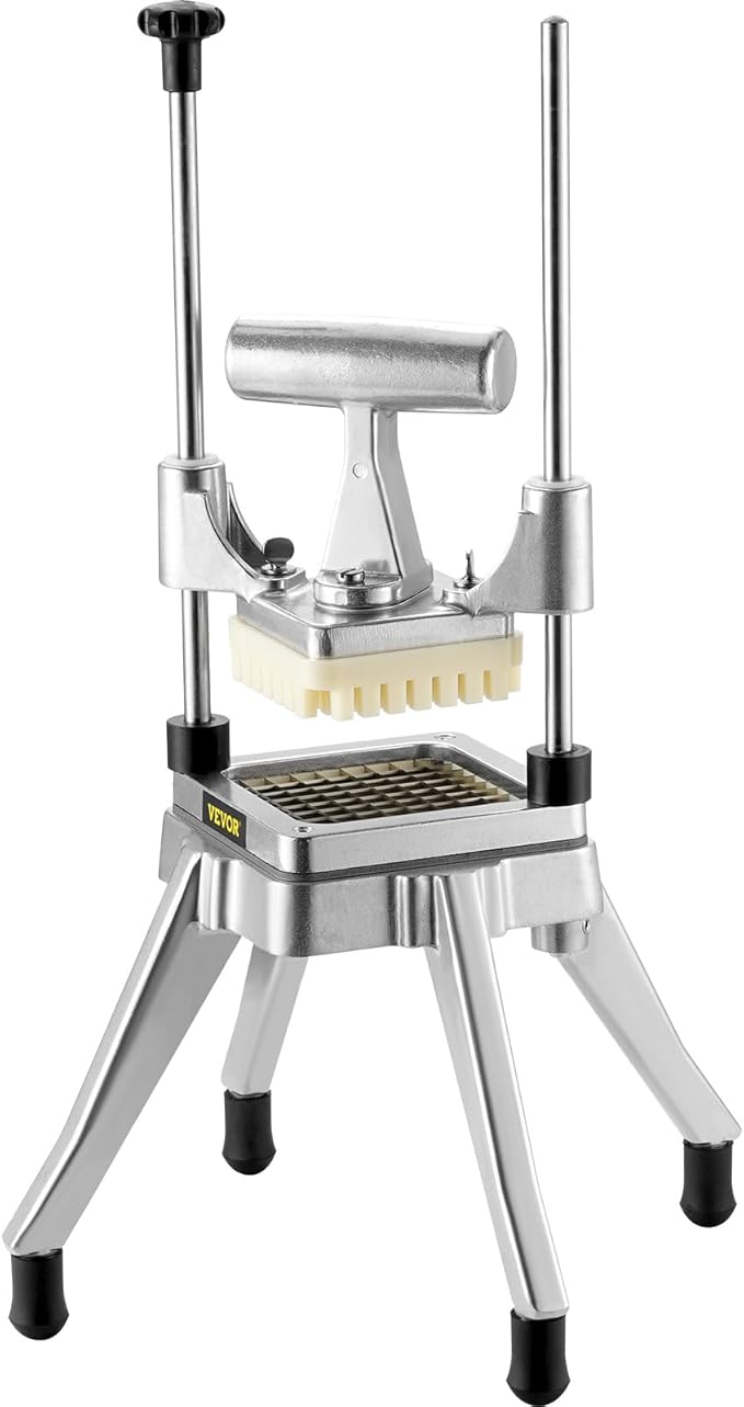 Vevor Commercial Vegetable Fruit Chopper 3/8″ Blade Heavy Duty Professional Food Dicer Kattex French Fry Cutter Onion Slicer Stainless Steel for Tomato Peppers Potato Mushroom, Sliver : Home & Kitchen