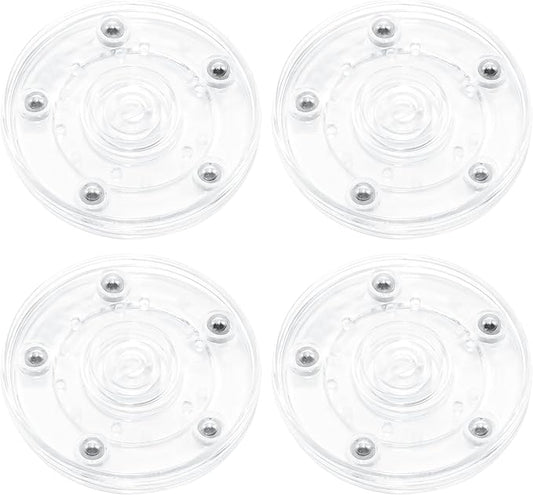 4 Pcs Clear 3 inch Acrylic Lazy Susan Rotating Turntable Organizer Bearings - Round Swivel Plate for Spice Rack, Table, Cake, Kitchen Pantry