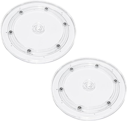 2 Pcs Clear 7 inch Acrylic Lazy Susan Rotating Turntable Organizer Bearings - Round Swivel Plate for Spice Rack, Table, Cake, Kitchen Pantry