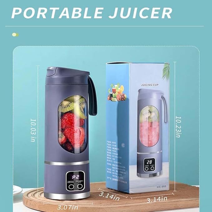 Portable 16oz Wireless Juicer, Portable Blender Personal Electric-Digital Multimode Smart LED Display, 3 Speed12-Blade Fresh Juice Bottle, USB Rechargeable for Shakes and Fruit Juice (Green)