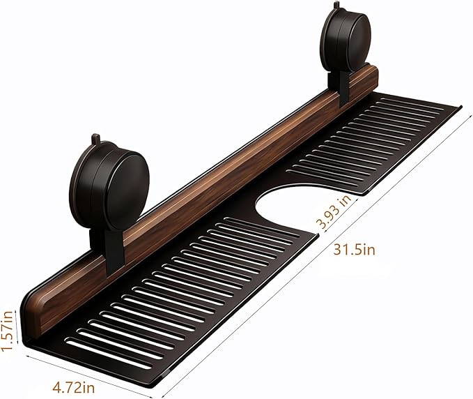 Bathroom Sink Shelf Over Faucet, No Drill Floating Shelf for Bathroom Sink, Under Sink Caddy Organizers for Toothbrush Soap(Black, 31 inch)