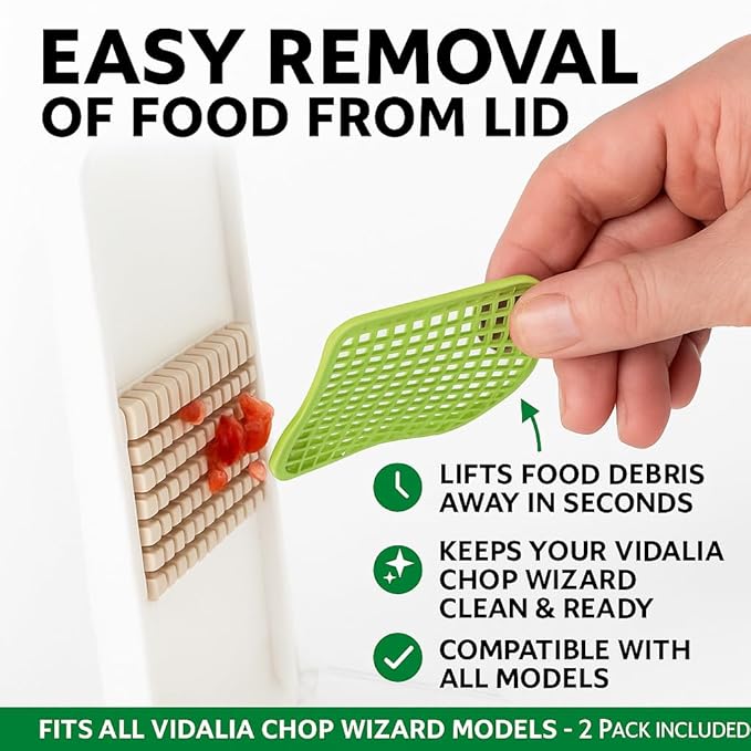 VIDALIA CHOP WIZARD EZ Cleaning Lift Tab (2 Pack) – Replacement Lid Cleaning Tab for All Models – Easy Food Release, Quick Clean Kitchen Accessory