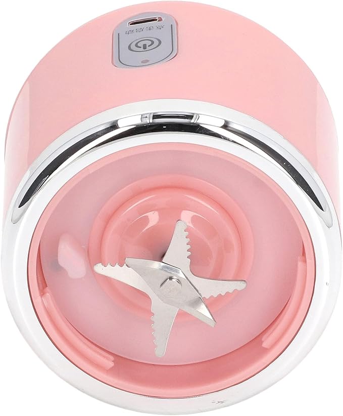 Honio Mini Blender, Portable Blender 300ml Capacity USB Charging for Fruit (Pink, 6Blades, Lid)