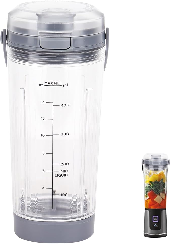 Replacement Blender Cup with Lid for Ninja Blast Portable Blender BC100 & BC151 Series: 18 oz Blender Cup Accessories Part Compatible with Ninja Blaste Blender (Grey)