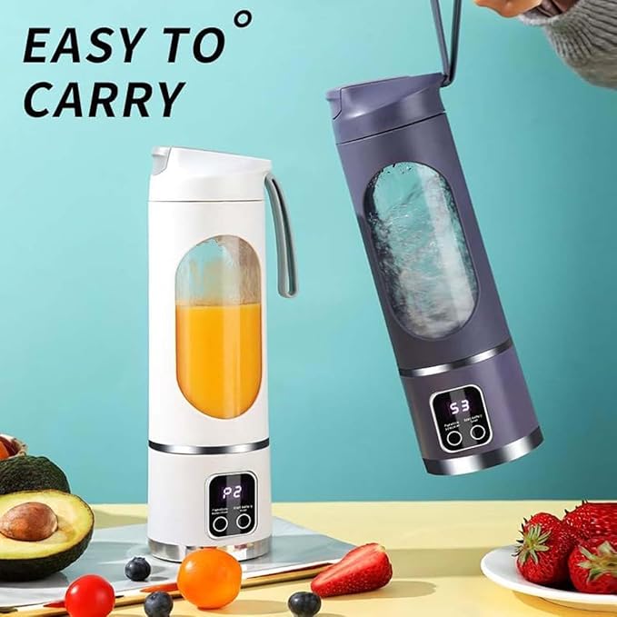 Portable 16oz Wireless Juicer, Portable Blender Personal Electric-Digital Multimode Smart LED Display, 3 Speed12-Blade Fresh Juice Bottle, USB Rechargeable for Shakes and Fruit Juice (Green)