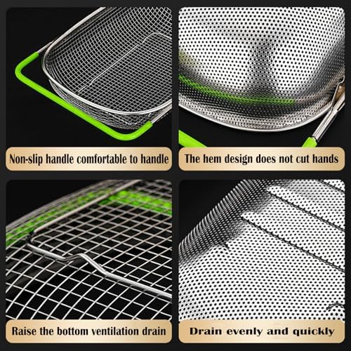 Tenta 5 Quart Over Sink Strainer Colander Basket Stainless Steel For Kitchen collapsible colander, Dishwasher Safe Draine Strain Fruits,Vegetables,Pasta,Greens.