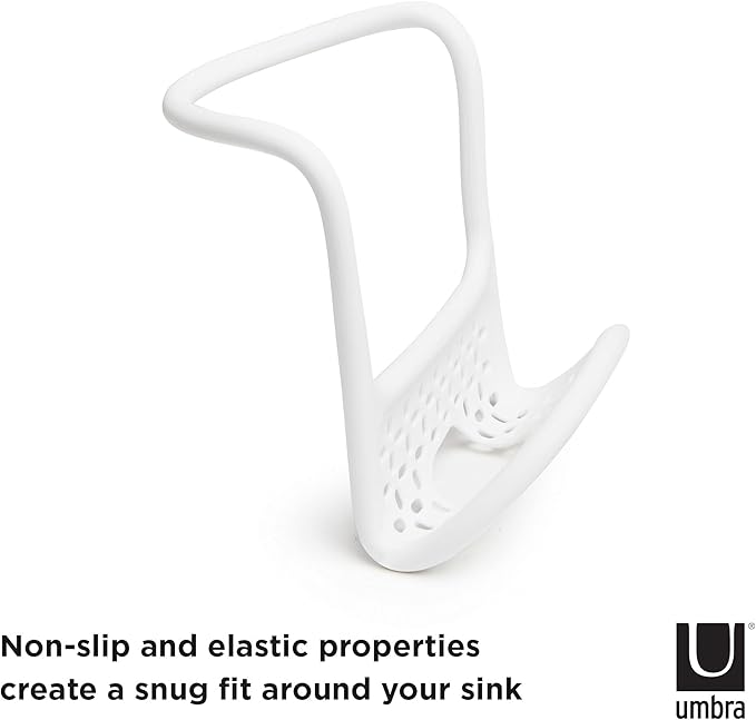 Sling Kitchen Sink Caddy Sponge Holder, Hangs Over Faucet or Divider, White