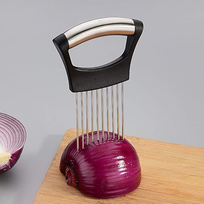 Onion Cutter, 1 PC Onion Holder Fork Cutter Chopper Slicer Peeler Stainless Steel Vegetable Slicer Tomato Cutter Meat Needle Chicken Kitchen Tool