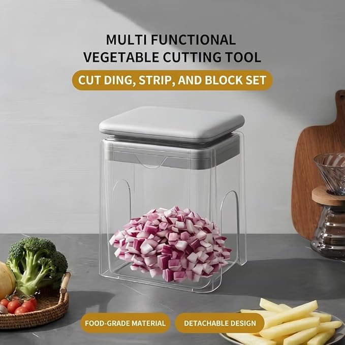 13-in-1 Vegetable Chopper with Container – Manual Veggie & Onion Food Chopper, Multifunction Vegetable Dicer for Fast Meal Prep, Kitchen Chopper with Stainless Steel Blades