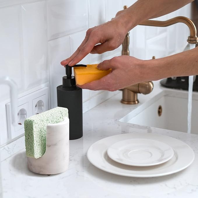 Marble Sponge Holder Sink Sponge Caddy for kichen counter Drying Rack for Sink Organizer Modern Stone Kitchen Sink Caddy