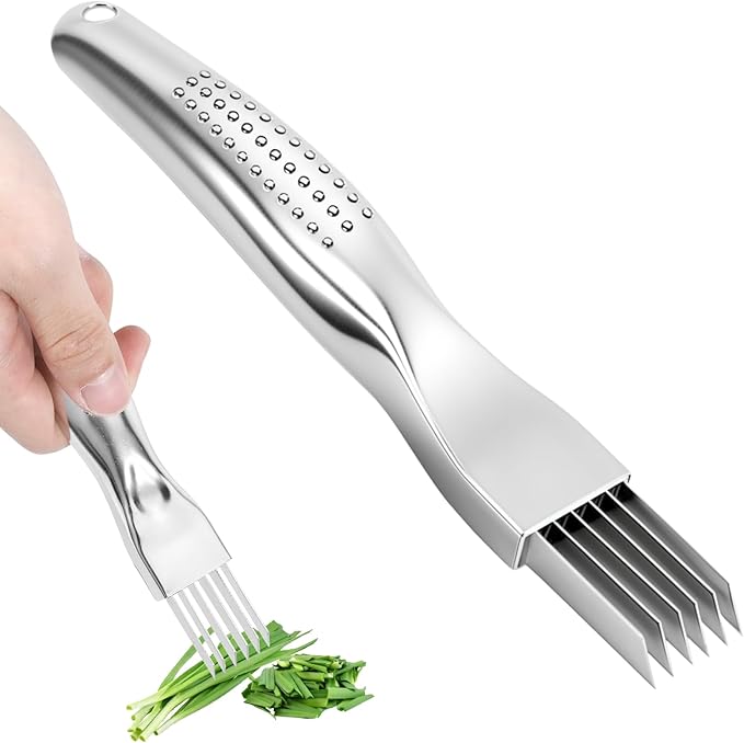 Green Onion Knife with Stainless Steel Blade,Garlic Slicer,Green Onion Slicer Shredder Knife,Kitchen Tool Vegetable Cutter Sharp 6 Blade,6.4''X0.8'',Non-slip Handle