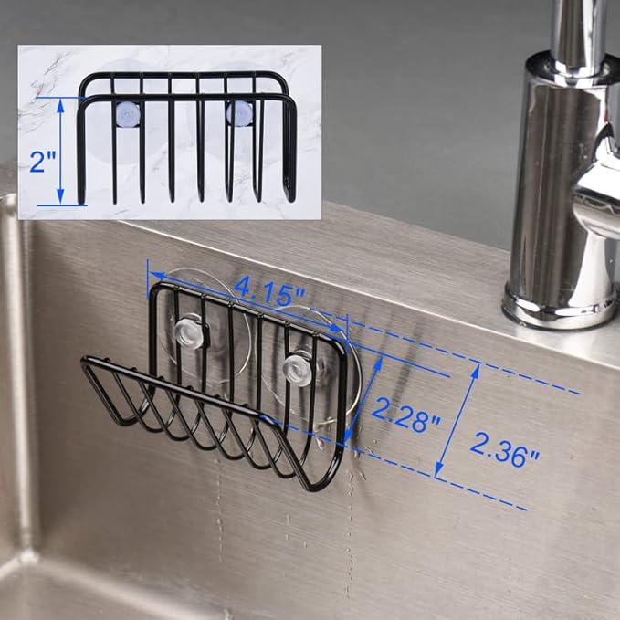 Sponge Holder for Kitchen Sink, Rust-Proof Suction Cup Sponge Caddy, 2 Pack