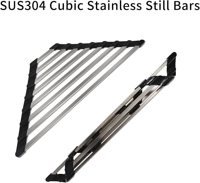 Triangle Dish Drying Rack for Sink Corner Roll Up Dish Drying Rack Folding Stainless Steel Multipurpose Over the Sink Corner Dish Drainer Mat for Kitchen (Hard and Stable Black)