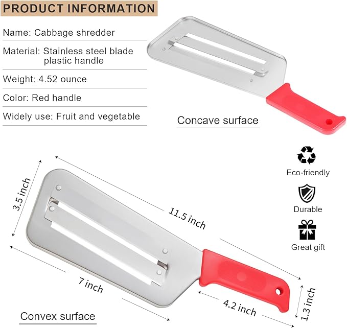 Cabbage Shredder for Coleslaw Sauerkraut cabbage slicer Cutter Chopper kitchen Knife Cabbage Peeler Lettuce Shredder lettuce Knife Cabbages Graters for Kitchen Fruit Vegetable Slicer Mandoline Slicers