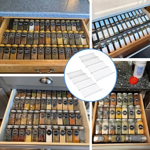 Spice Drawer Organizer, 8 Pcs Clear Seasoning Rack(jar not included)
