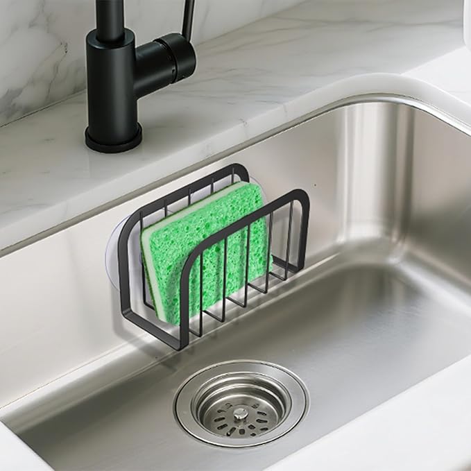 SHFKS Sponge Holder for Kitchen Sink,Kitchen Caddy with Sponge Holder,Dish Soap Holder - Black