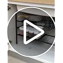 Under Sink Organizer，2 Tier Expandable Heavy Duty Metal Shelf，with 5 Removable Panels and 5 Storage Basket for Under Kitchen Bathroom Sink Organizers and Storage(Black, Large)