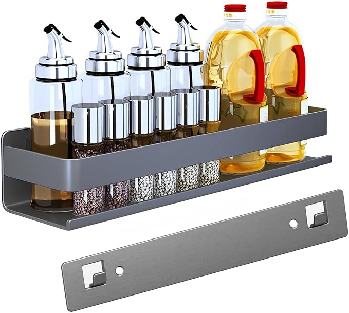 Stainless Steel Detachable Wall Mounted Floating Shelves for Kitchen, Bathroom, Storage Organizer Shelves, Corrosion and Rust Resistant, Set of 1 Gray