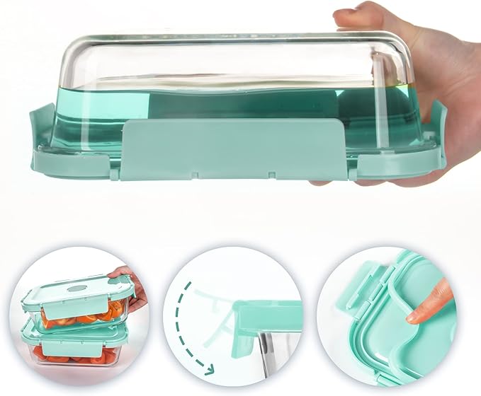 10 Pack Glass Meal Prep Containers, Airtight Food Storage Containers with Lids, Glass Containers for Lunch Built in Air Vents, Dishwasher Safe, Mint Green