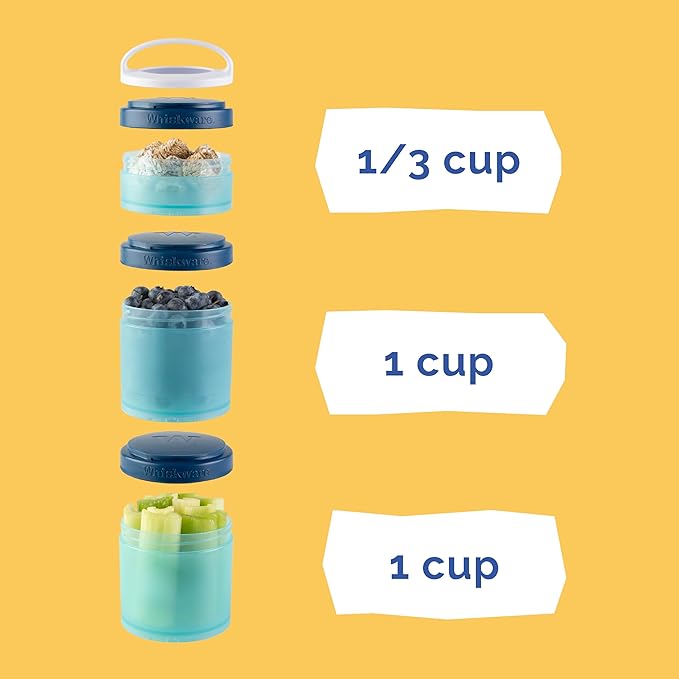 Whiskware Disney Mickey Mouse and Friends Stackable Snack Containers for Babies, Toddlers, and Kids, 3 Stackable Snack Cups for School and Travel, Cupholder Friendly, Classic!