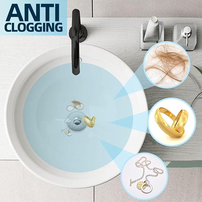 Universal 2 in 1 Bathroom Sink Stopper, Pop Up Bathroom Sink Drain Strainer with Anti-Clogging Filter Basket, Bathroom Drain Stopper Sink Plug for 1.06"-1.65" Basin Drain Holes, Brushed Nickel