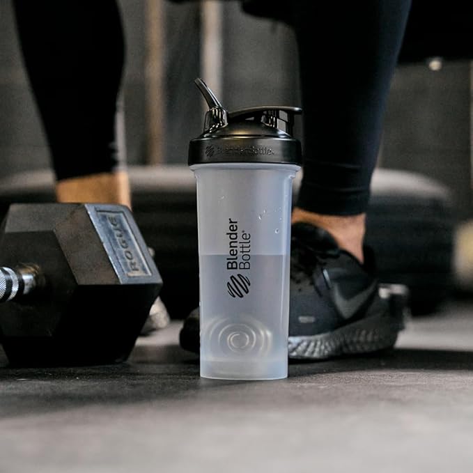 BlenderBottle Classic V2 Shaker Bottle Perfect for Protein Shakes and Pre Workout, 45-Ounce, Clear/Black