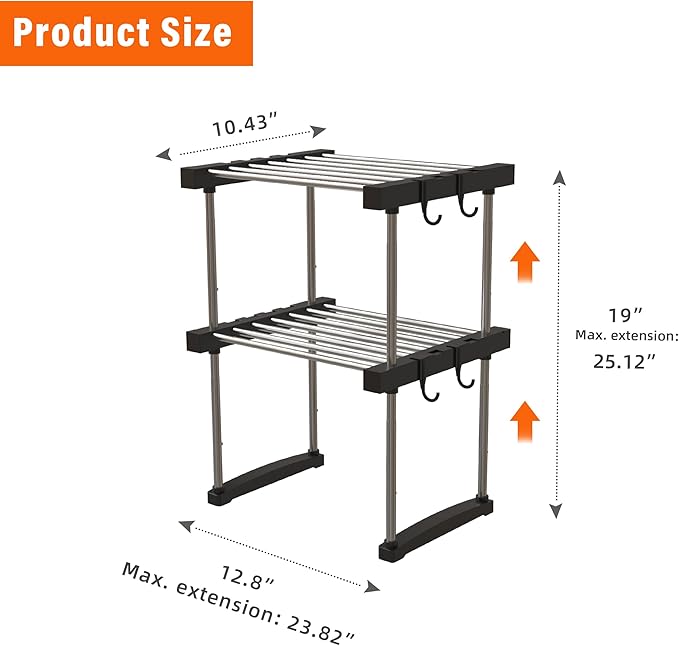 BLULEE Expandable Under Sink Organizer, No-Drill Adjustable Shelf for Heavy Laundry Supplies, Custom Fit Around Pipes Cabinet Rack for Bathroom Vanity and Kitchen Pantry