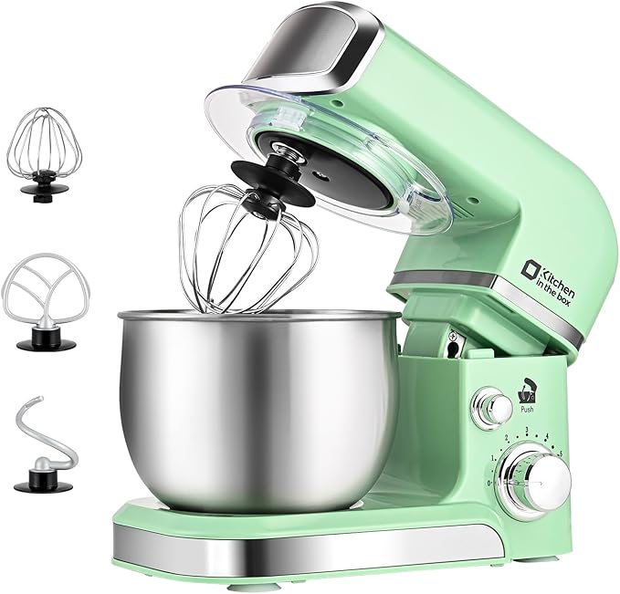 Kitchen in the box Stand Mixer,3.2Qt Small Electric Food Mixer,6 Speeds Portable Lightweight Kitchen Mixer for Daily Use with Egg Whisk,Dough Hook,Flat Beater
