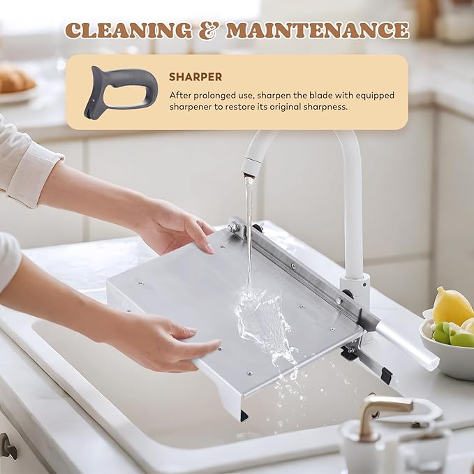 Moongiantgo Manual Frozen Meat Slicer Bone Short Rib Cutter Chicken Chopper Machine 13.5 Inch Double Blade Heavy Duty Guillotine Biltong Cutter for Korean BBQ Shabu Hot Pot (KD0288)