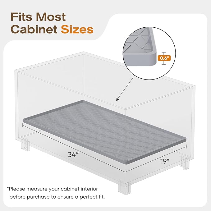 TRZZ Silicone Waterproof Under Sink Mat 34" x 19", Drip Tray and Cabinet Liner for Kitchen and Bathroom, Prevents Water Damage and Organizes Cabinets (Mint Green)