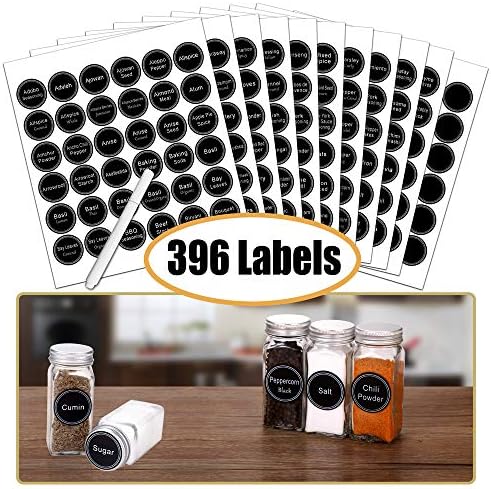 Spice Rack Organizer with 36 Spice Jars 4 oz, 396 Spice Labels