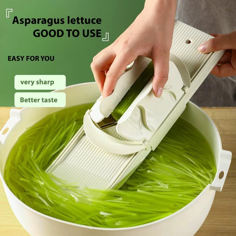 4-in-1 Vegetable Slicer & Grater - Dual-Guard Hand Protector with 4 Sharp Blade, Safe Mandoline for Potato, Carrot, Cucumber (Blue) - Image 4