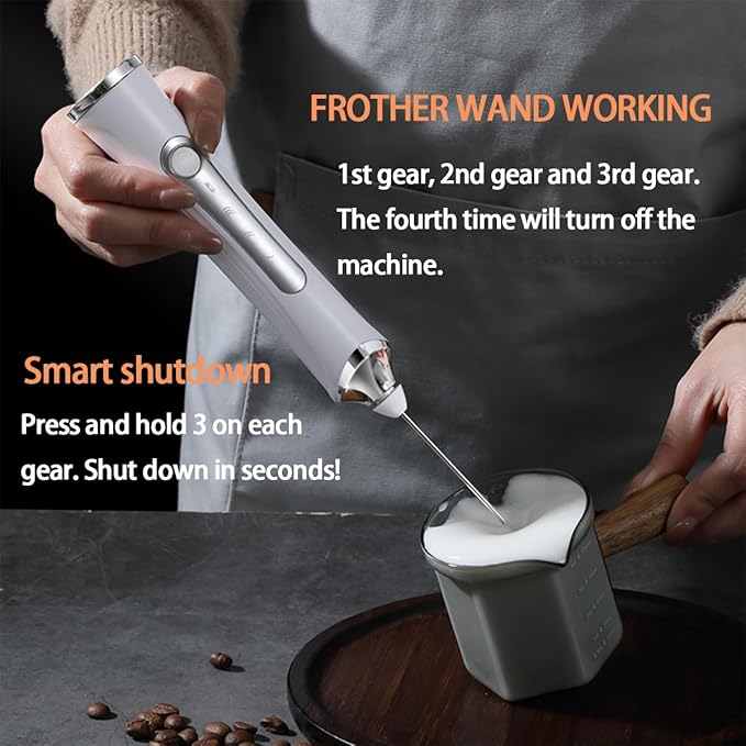 Rechargeable Milk Frother Handheld For Coffee,3 Speeds Frother Wand With Stand, Batidora De Mano Electrica,Coffee Frother With 2 Heads,Drink Mixer Electric Handheld,Kitchen Essentials (Colorful 1)