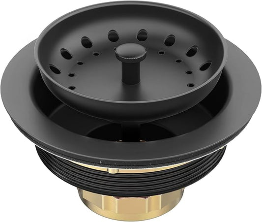 Stainless Steel Black Sink Drain Strainer Kit 3-1/2 inch Kitchen Drain Assembly
