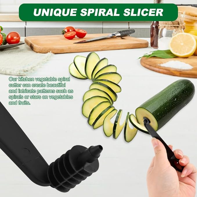 Kitchen Spiral Cutter and V-Shaped Tools, Potato Spiral Cutter Vegetable Spiralizer, Manual Screw Peelers Multifunctional Vegetable Slicer Cutters for Fruit Cucumber Potato Carrot
