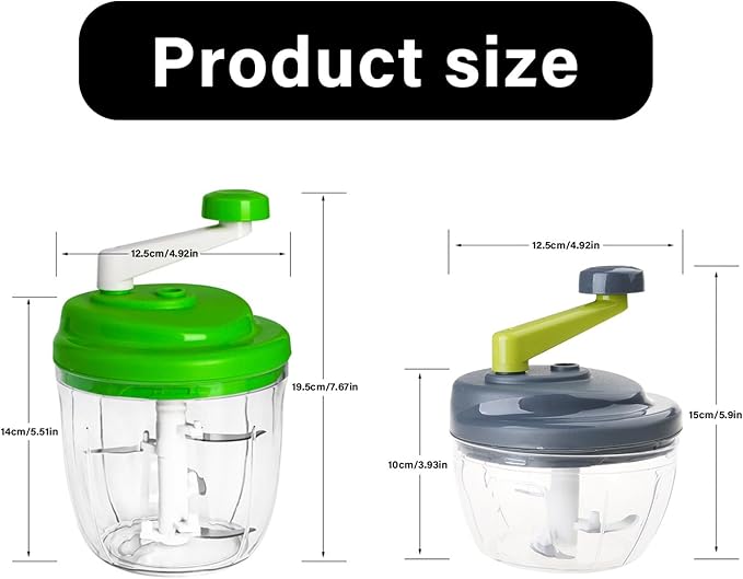 Hand Crank Food Processor Efficient Manual Vegetable Chopper Dishwasher Safe Container Fast Meal Prep Hand Crank Food Processor