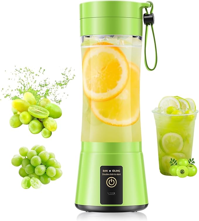 Portable Blender Personal Size Blender - 12 Oz Travel Cup Make Shakes and Smoothies, Cordless & USB Rechargeable, Freshly Squeezed in Picnic/Sports/Office