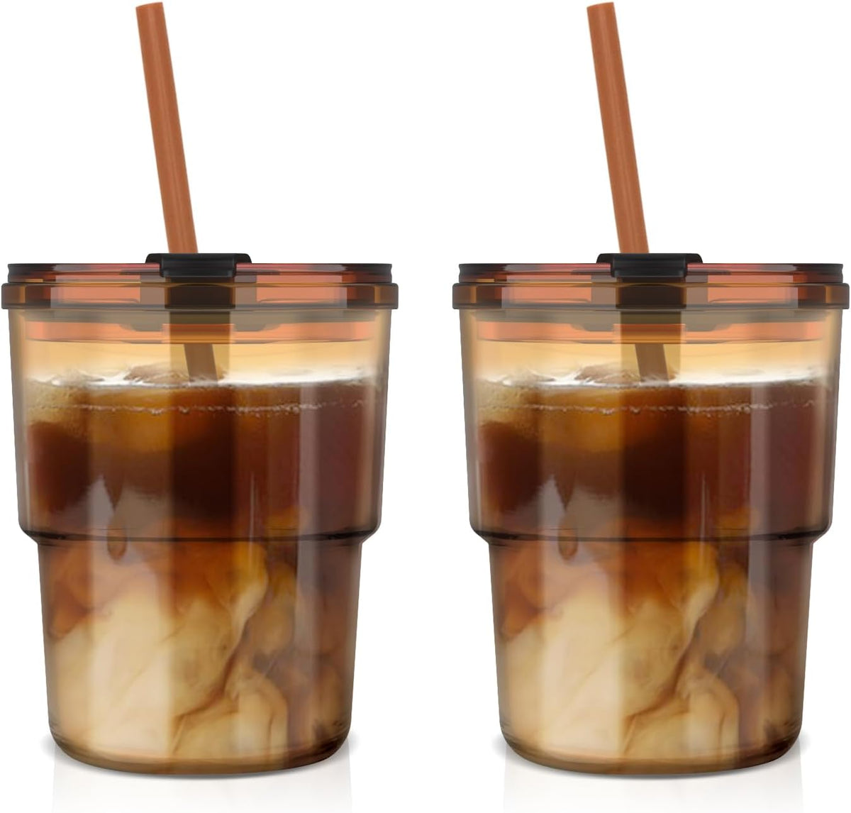 13 oz Glass Cups with Lids and Straws Reusable Iced Coffee Tumbler