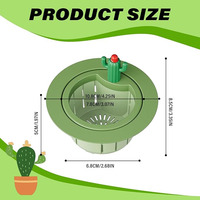 Cactus Kitchen Sink Drain Strainer, 2026 New Self‑Cleaning Press Dumping Basket, Faucet Hanging Filter, Food Residue Collector Kitchen Bathroom Accessory (2Pcs Green+Yellow)