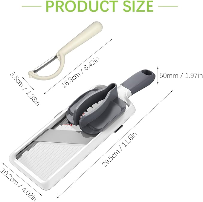 Multi Handheld Mandoline Slicer - Adjustable Stainless Steel Blade, Slicer Vegetable Cutter with Comfort Grip, Safety Features, Easy to Clean, Slicers for Fruits and Vegetables