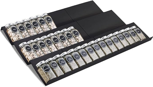 Expandable Spice Drawer Rack Organizer Insert for Kitchen Cabinet, Pack of 9