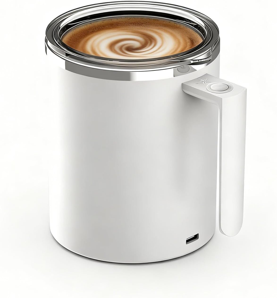 Self Stirring Mug, with Anti-Sedimentation Function, White, 12.2oz